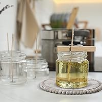 Vista 6 de Honeydak 4 posavasos con cuentas de madera de 3.9 pulgadas, redondos, rústicos, de madera, para bebidas, decoración de mesa, barra de madera