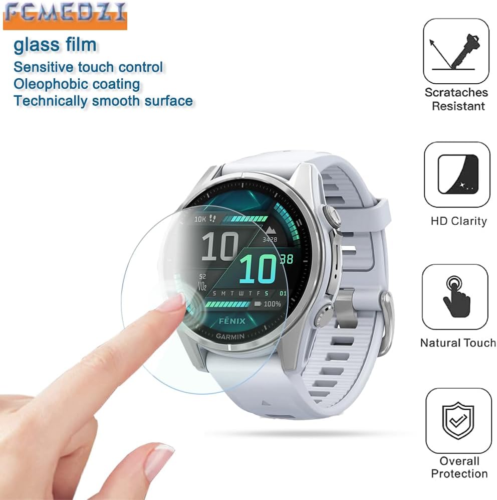 Compatible for Garmin Fenix 8 43mm Screen Protector,Case TPU Soft Frame Cover and Tempered Glass Protective Film (Pack of 3+2)
