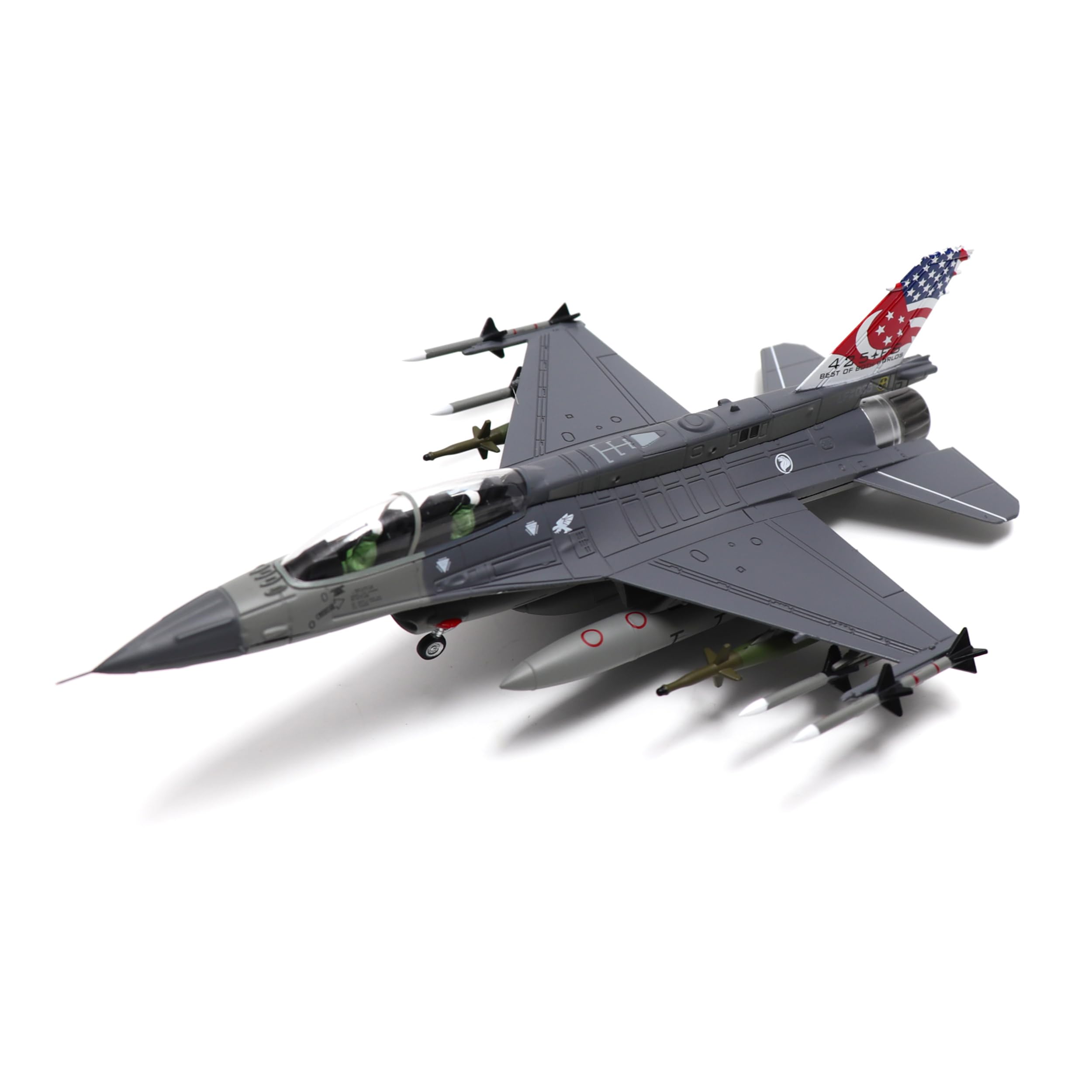 SEBUNAS Skala 1/72 F-16D Fighting Falcon Fighter Model Republiki Singapuru Siły Powietrzne Livery Wojskowe Samoloty Miniaturowy Metalowy Odlew Samolot Zestaw Modelowy dla Dorosłych Kolekcja