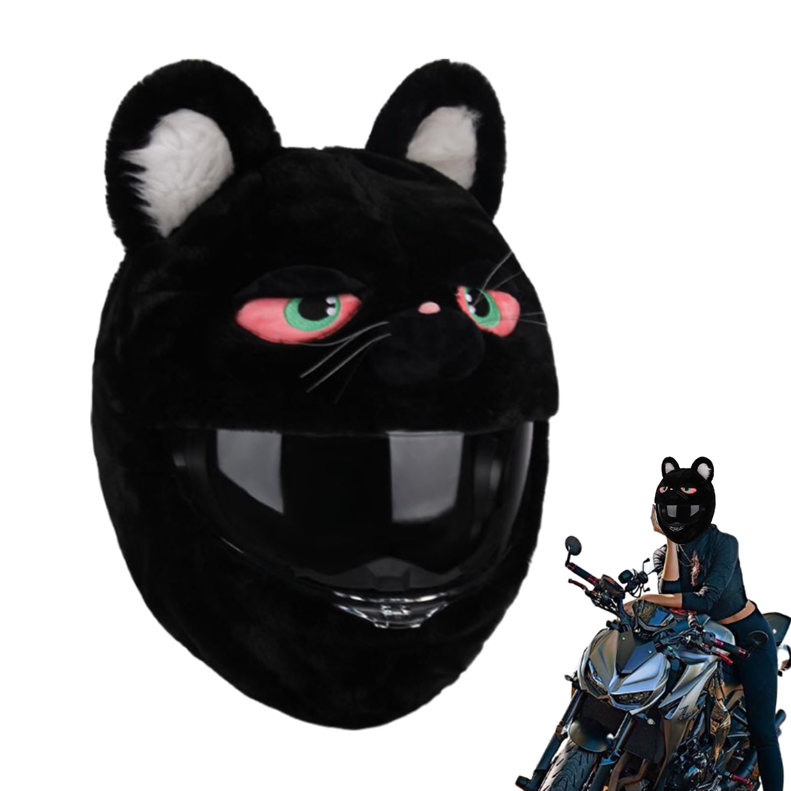 Stoff- für Motorradhelm, Lustiger Helm-Überzug, Pelzige Motorradhelm-Abdeckung, Lustiges Design und Geschenke, Zubehör für Motorradhelme (Nur Überzug)