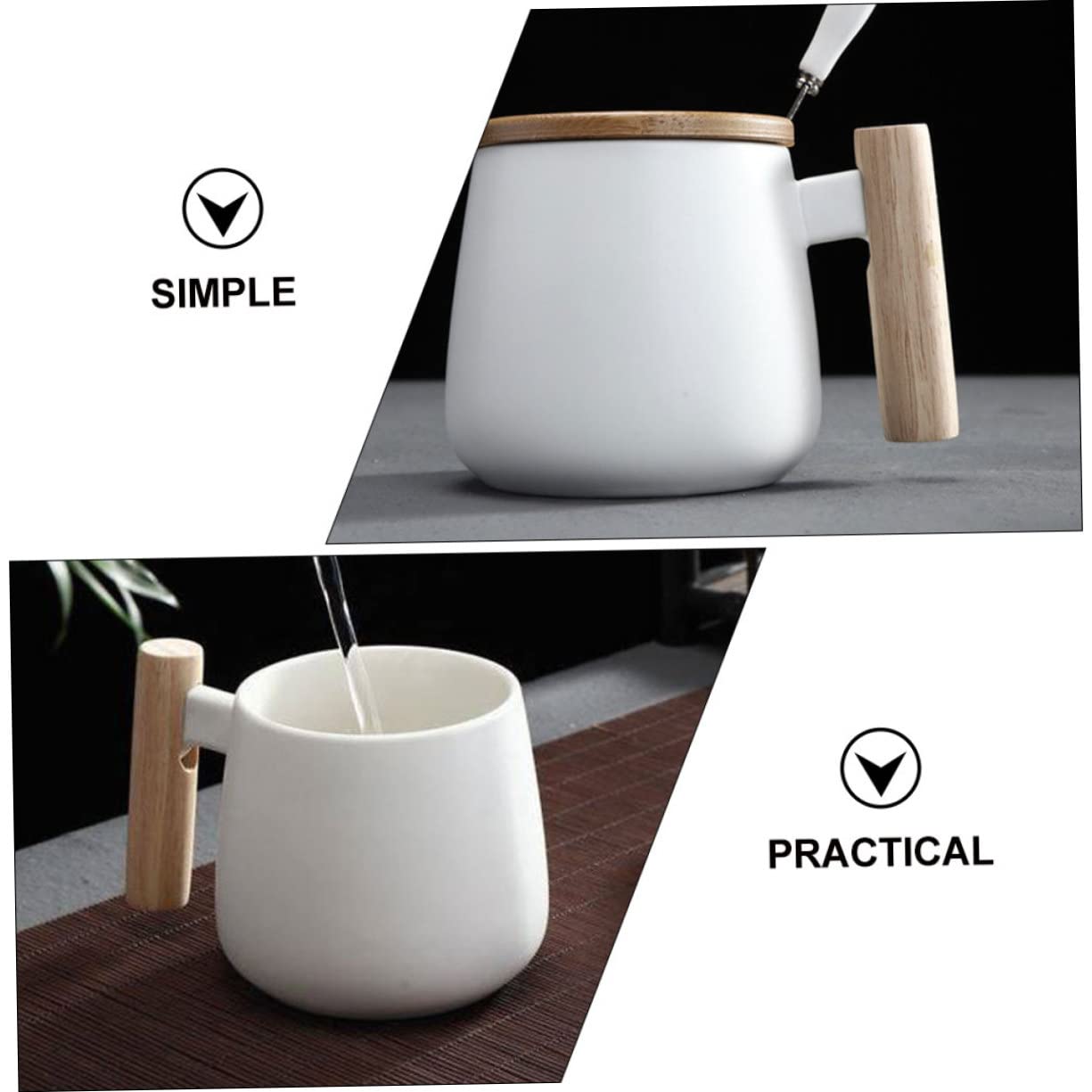 ULTECHNOVO 2 Set Tazza con e da Ergonomico per Latte Colazione e Bevande Calde