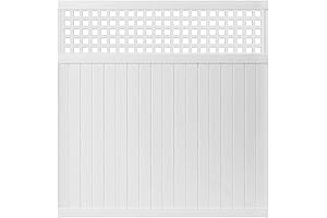 Outdoor Essentials Lewiston 6 ft. x 6 ft. White Vinyl Lattice Top Fence Panel