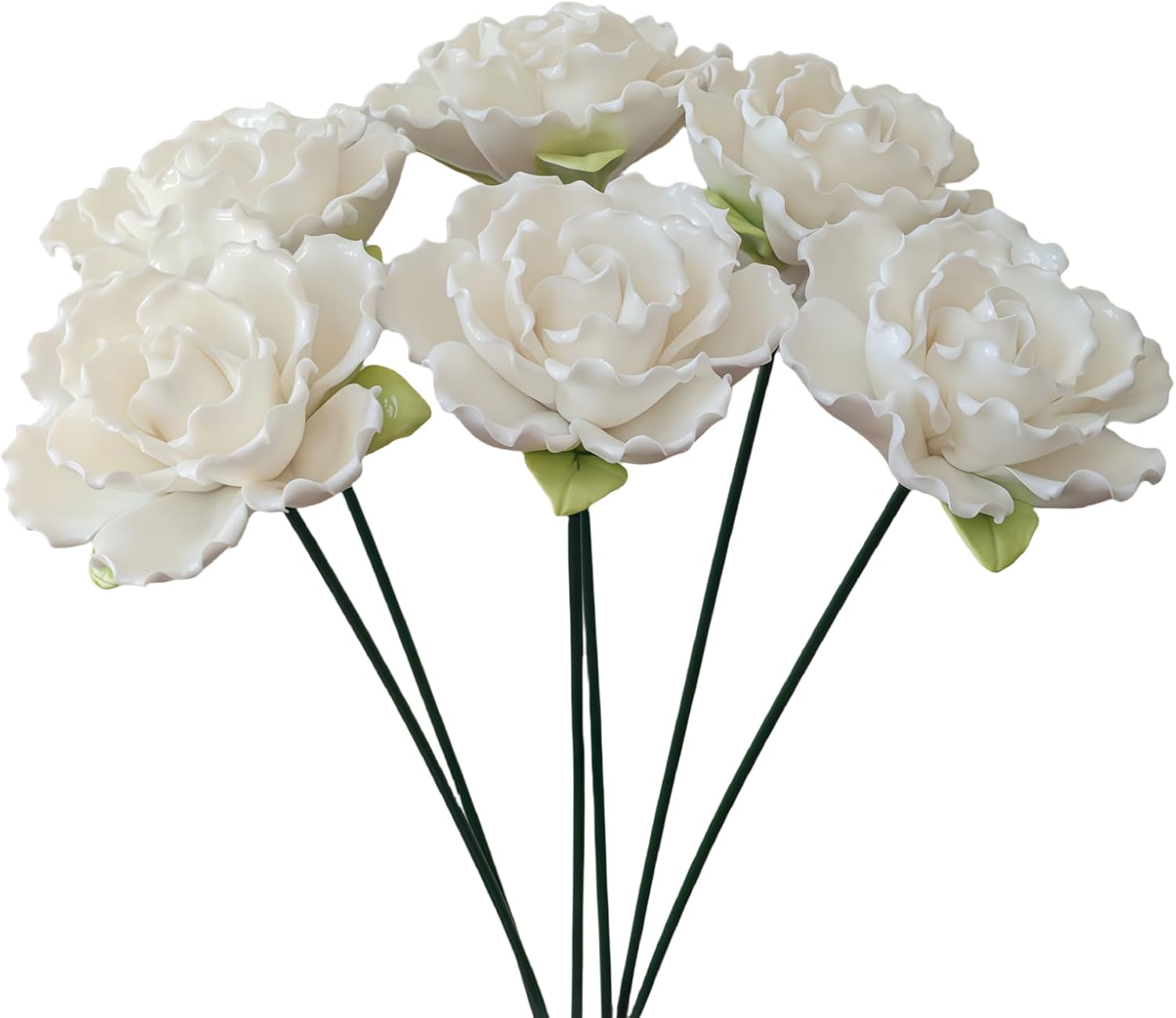 Handmade Porcelain 3D Ceramic Rose Flower, Eternal Flower Decoration for Home Office Decor, Creative Desktop vases, Porcelain Decorations, Exquisite, Ceramic Floral Decorations,Set of 6 (color)