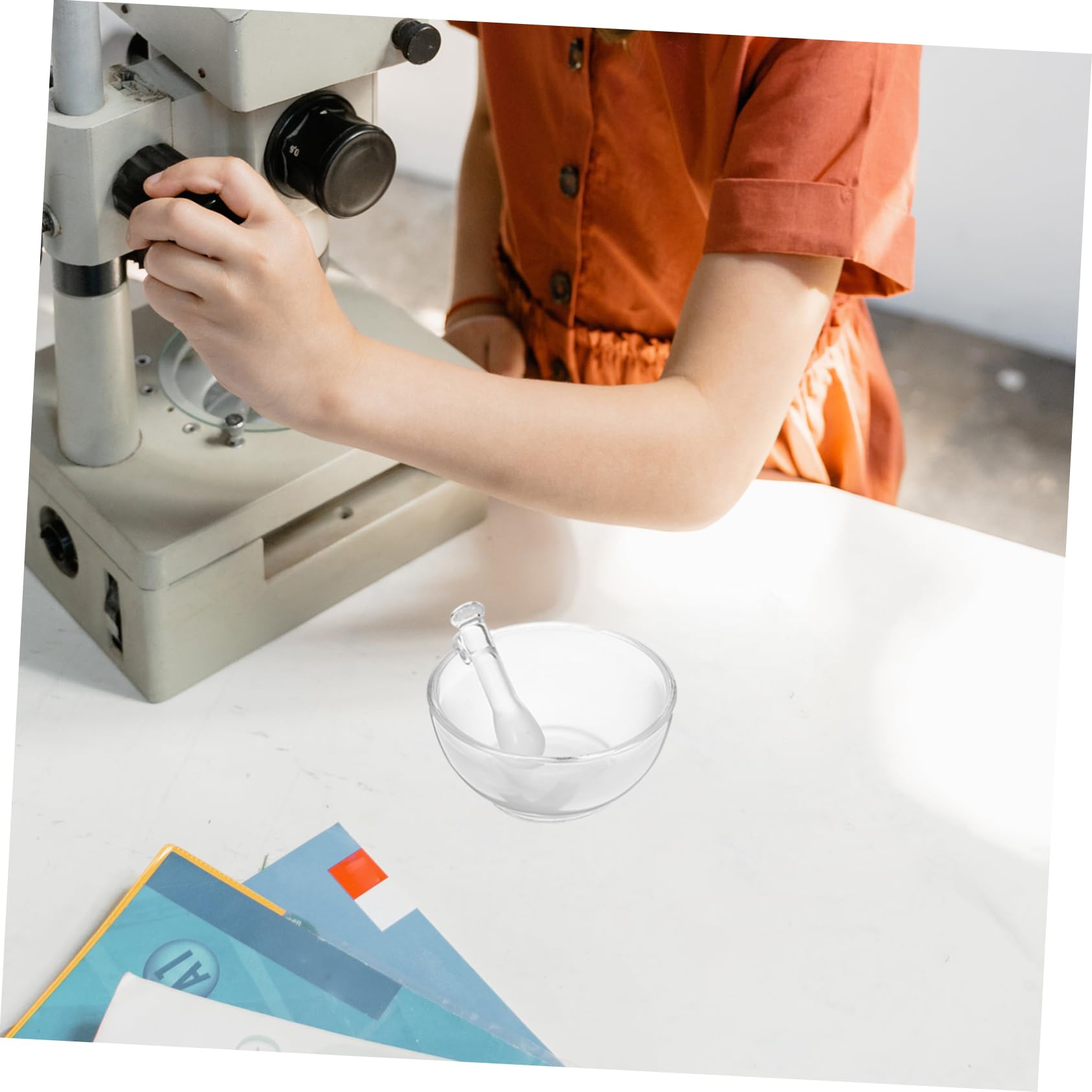 Set Mortaio in Vetro con Pestello, per Laboratorio | Ciotola da Macinare e Mescolare, Resistente alla Rottura, Uso Cucina, Articolo Versatile