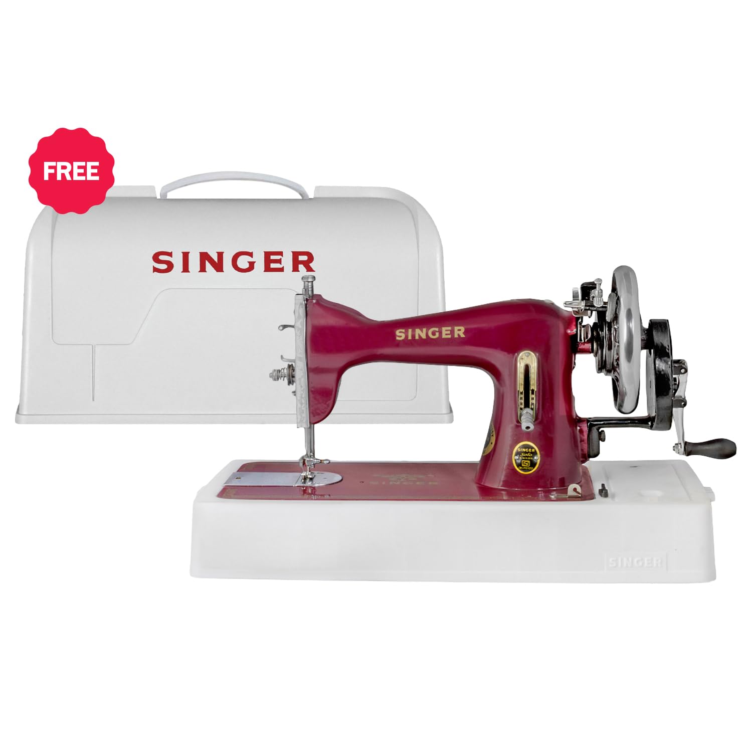 SINGER Solo Red Straight Stitch Hand Sewing Machine with Free Body Cover | 850 SPM | Heavy-Duty Cast Iron Body | Ideal for Home Use & Thick Fabrics | Built-in Thread Cutter | 2 Years Warranty