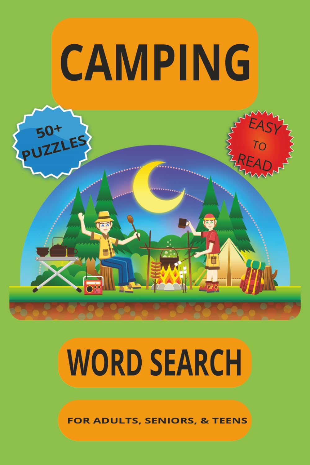 Camping Word Search Puzzle Book: Word Searches with Easy to Read Print about Camping, Hiking, Backpacking, Nature, and more | 6 x9 inches, 110 Pages |