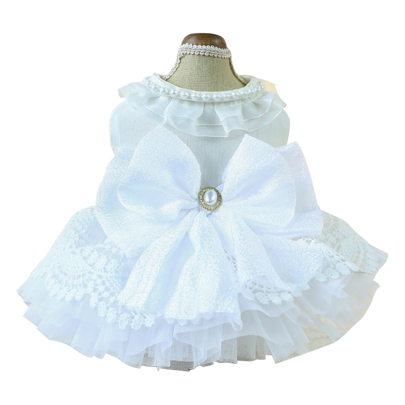 Dog Classic Wedding Dress Cute Bowknot Princess Dress for Small Girl Dogs Chihuahua Yorkie Luxury Tutu Dress Spring Summer Small Girl Dog Clothes Dog Birthday Holiday Outfits Female Dogs Cats Apparel