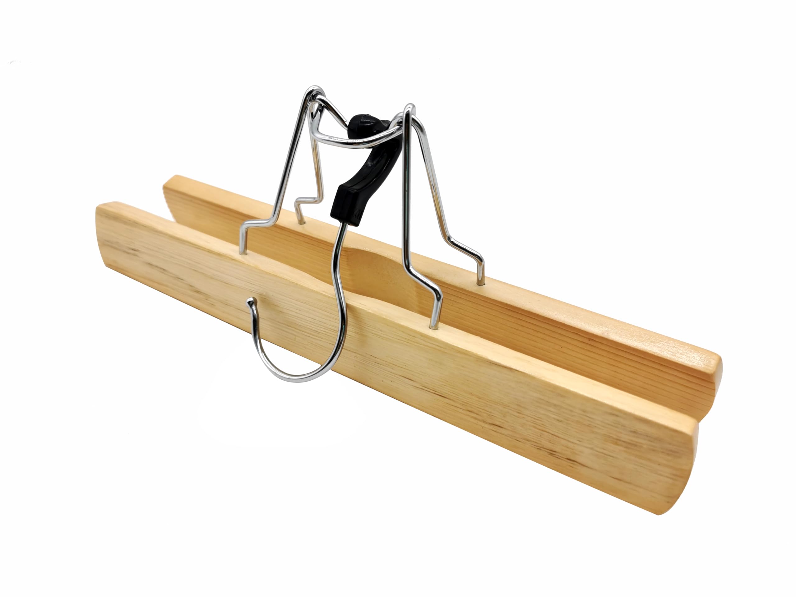 Richards Perchas de madera para pantalones, perchas de madera para faldas, paquete de 6, para pantalones cortos y ropa de vestir de mujer, antideslizantes, delgadas, ahorran espacio en el armario