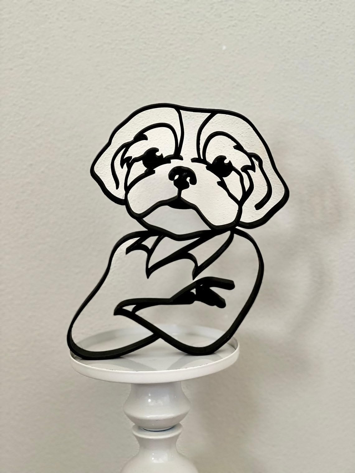 EROTNGO Adorable Shih Tzu Dog Caricature Sculpture - Minimalist Cookie Tabletop Decor for Bookshelf, Windowsill, and Walls