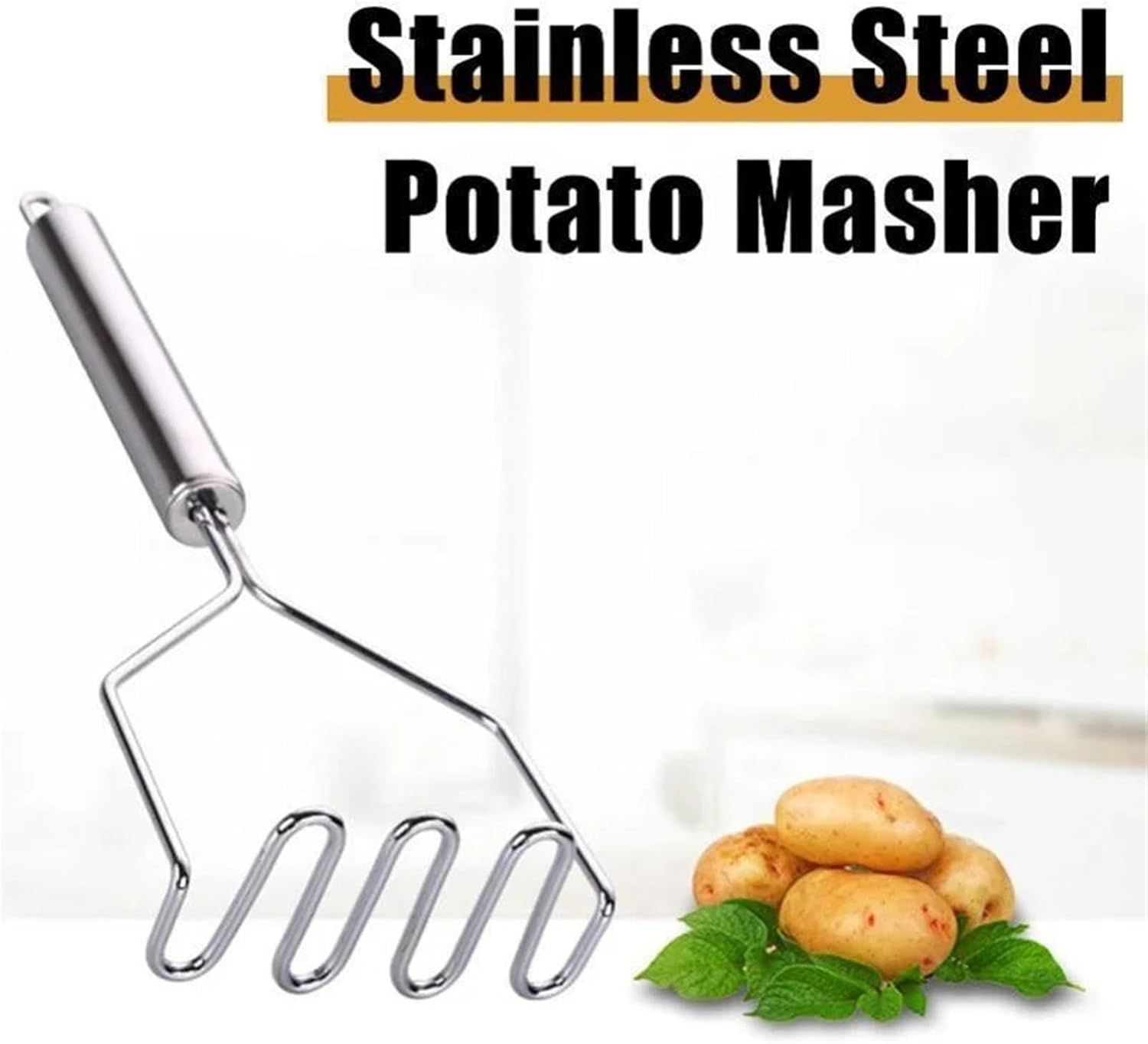 Stainless Steel Manual Potato Masher – Fruit & Vegetable Press for Home Kitchen Use
