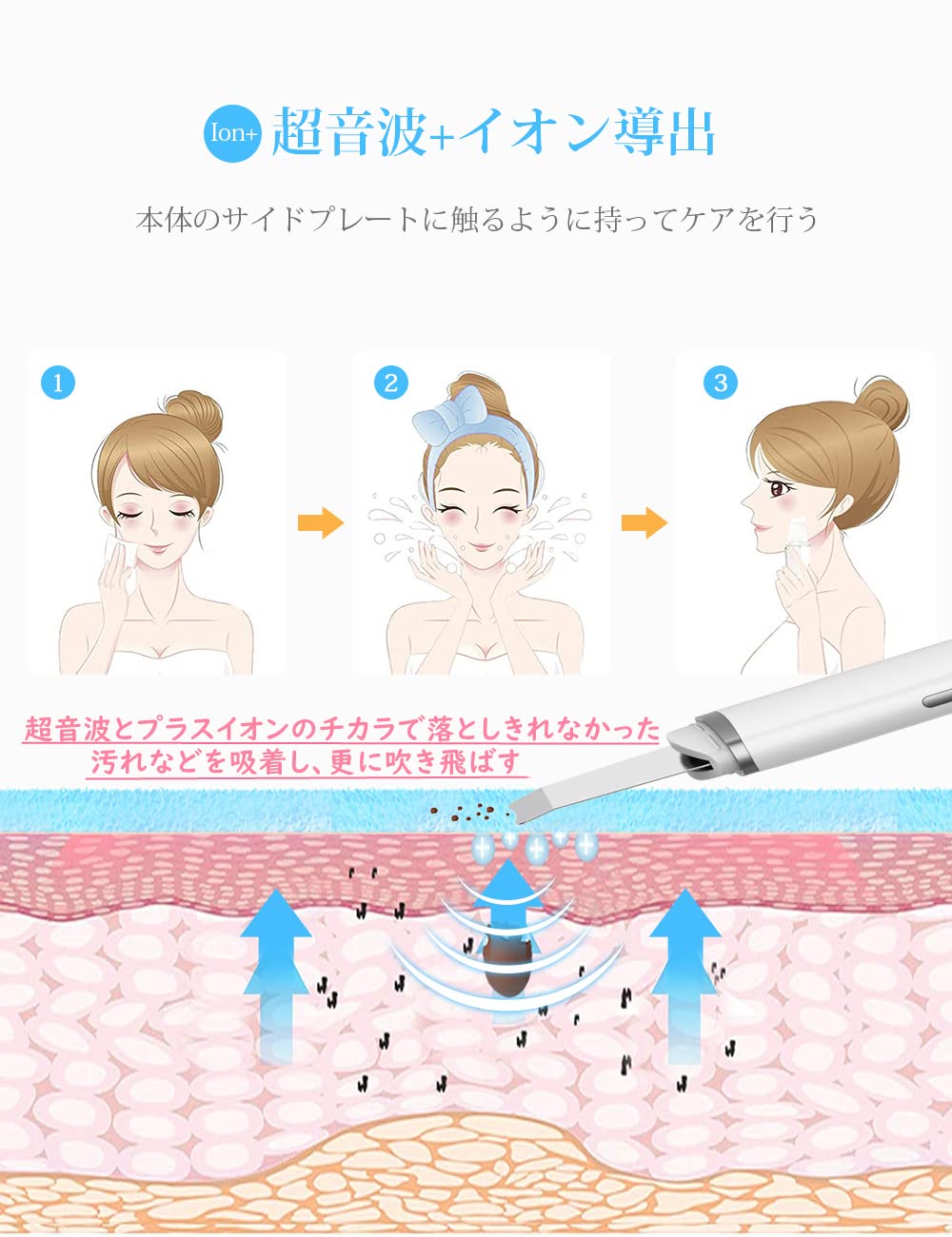 Amazon.co.jp: ウォーターピーリング MiroPure 美顔器 超音波 防水
