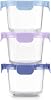 Ello Color Lock 2 Cup 6PC, 3 Pack Glass Meal Prep Sets Leak-Proof Glass Food Storage Containers with Airtight BPA-Free Plastic Lids, Dishwasher, Microwave, and Freezer Safe, Purple Rain