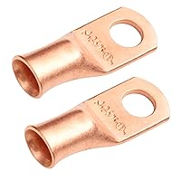 Vista 408 de SELTERM - 2 terminales de anillo resistentes para cable de batería, calibre 4 AWG, pernos de 3/8 pulgadas, terminales de calibre 4, ojales de cobre