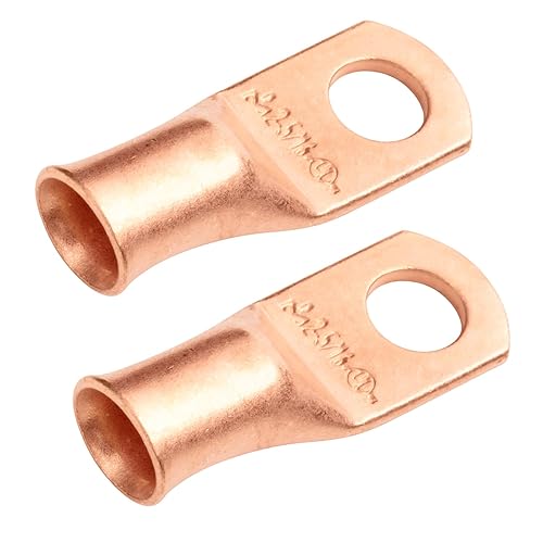 Miniatura 408 de SELTERM - 2 terminales de anillo resistentes para cable de batería, calibre 4 AWG, pernos de 3/8 pulgadas, terminales de calibre 4, ojales de cobre