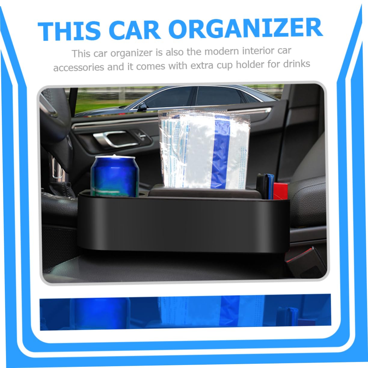 Gatuida 2 Piezas de Organizador de Ranuras para Asientos de Coche, Relleno de Espacio Portavasos, Abs Resistente a Impactos, Negro