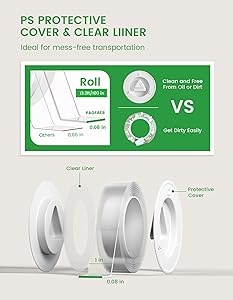 PAGFAER Double Sided Tape Heavy Duty, 2pcs Double Sided Mounting Nano Tape 13.3FT, Clear & Tough Two Sided Adhesive Tape, Removable Picture Hanging Strips for Wall, Poster, Carpet, Home Office