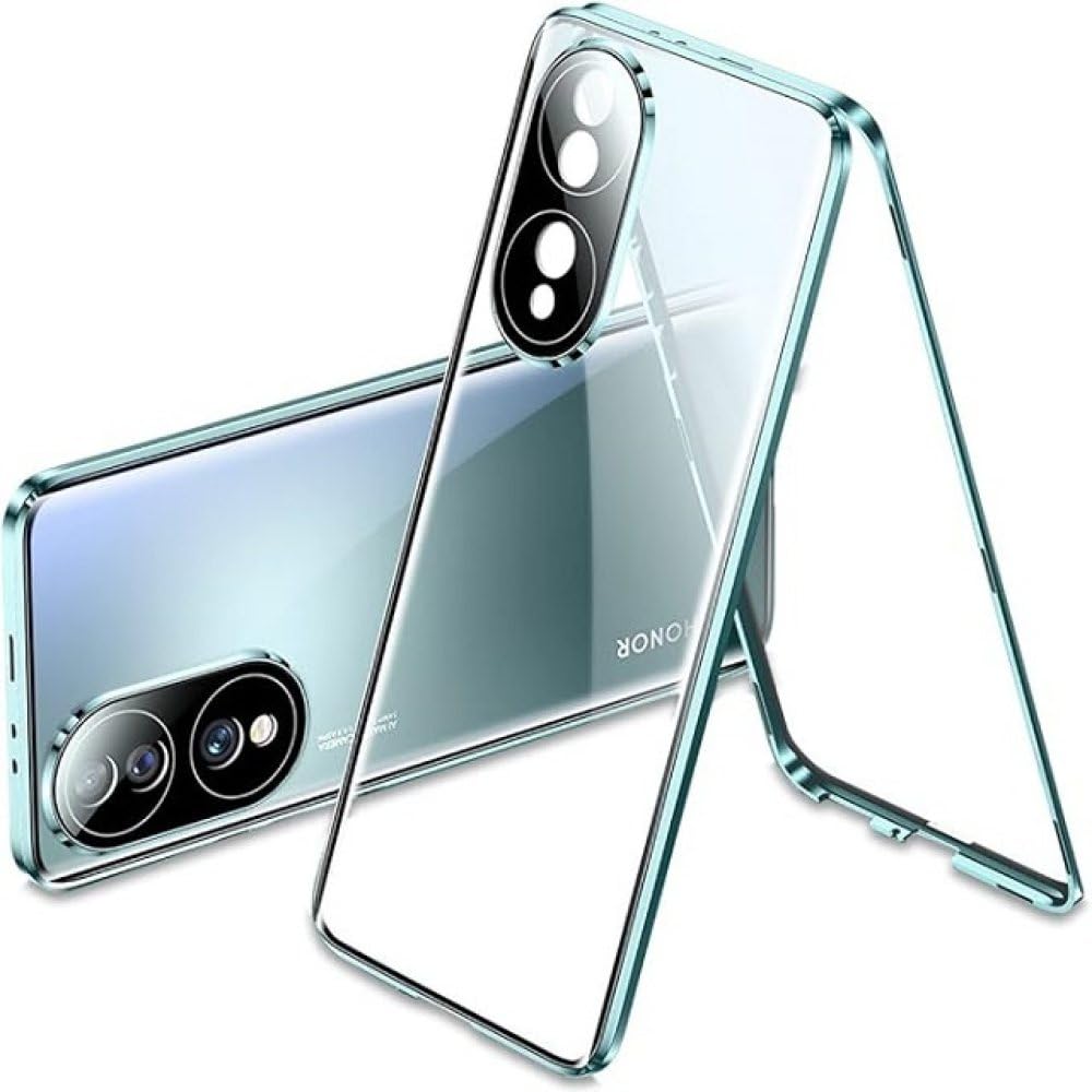 Magnétique pour Huawei P50 P60 P30 Pro Couvercle en Verre Double Face Mate 60 30 40 50 Pro pour Honor 60 50 Pro Étui de téléphone en métal à 360 degrés, Vert, pour Huawei P60 Pro