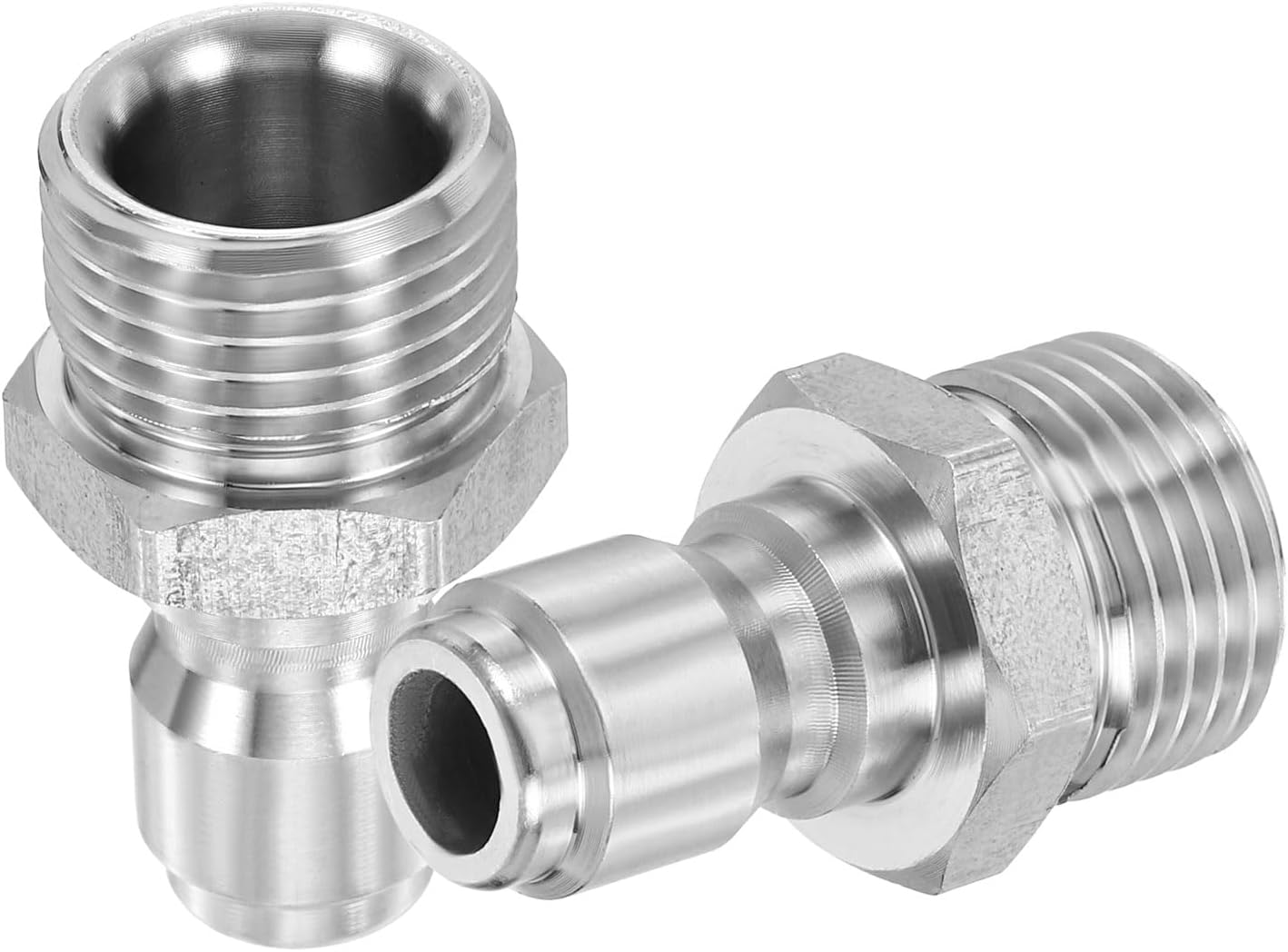 uxcell 2Pcs Pressure Washer Adapter, 3/8" Male Quick Plug to M22 14mm Male Quick Connect Fittings Stainless Steel Swivel Adapter for Pressure Power Washers Hose