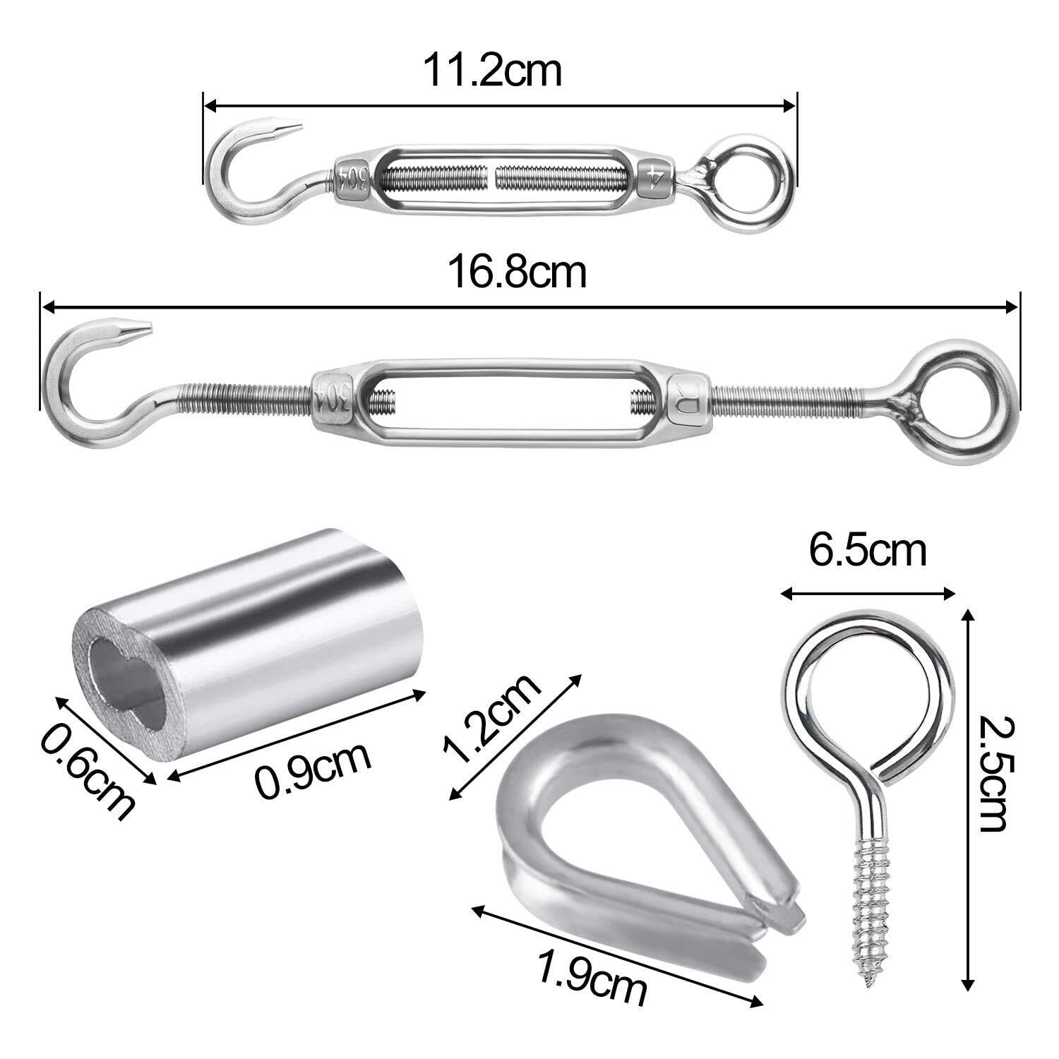 Garten Drahtseil-Set - Edelstahl 304 M5 Spannschloss mit PVC-beschichtetem Kabel