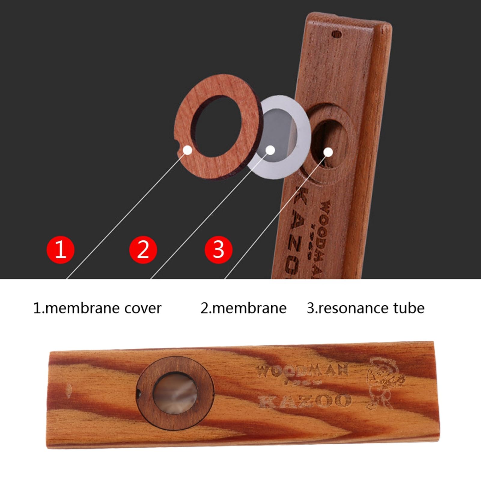 Kazoo drewniana część zamienna z metalowym pudełkiem, instrument muzyczny, dla miłośników muzyki, prezent, podróż, na zewnątrz, dla kolekcjonerów