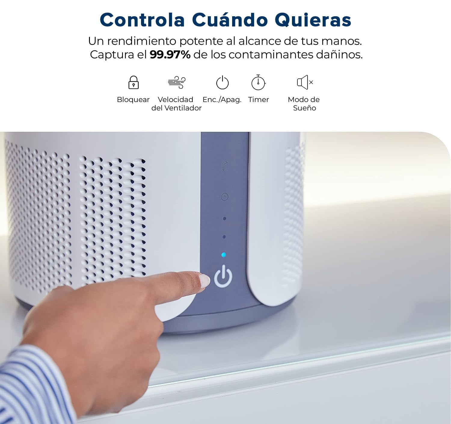 MIKO Purificador de aire Home HEPA cubre 925 pies cuadrados, 3 velocidades de ventilador, temporizador incorporado, 150 CADR, modo de suspensión: True H13 HEPA elimina el 99,97% partículas de polvo.