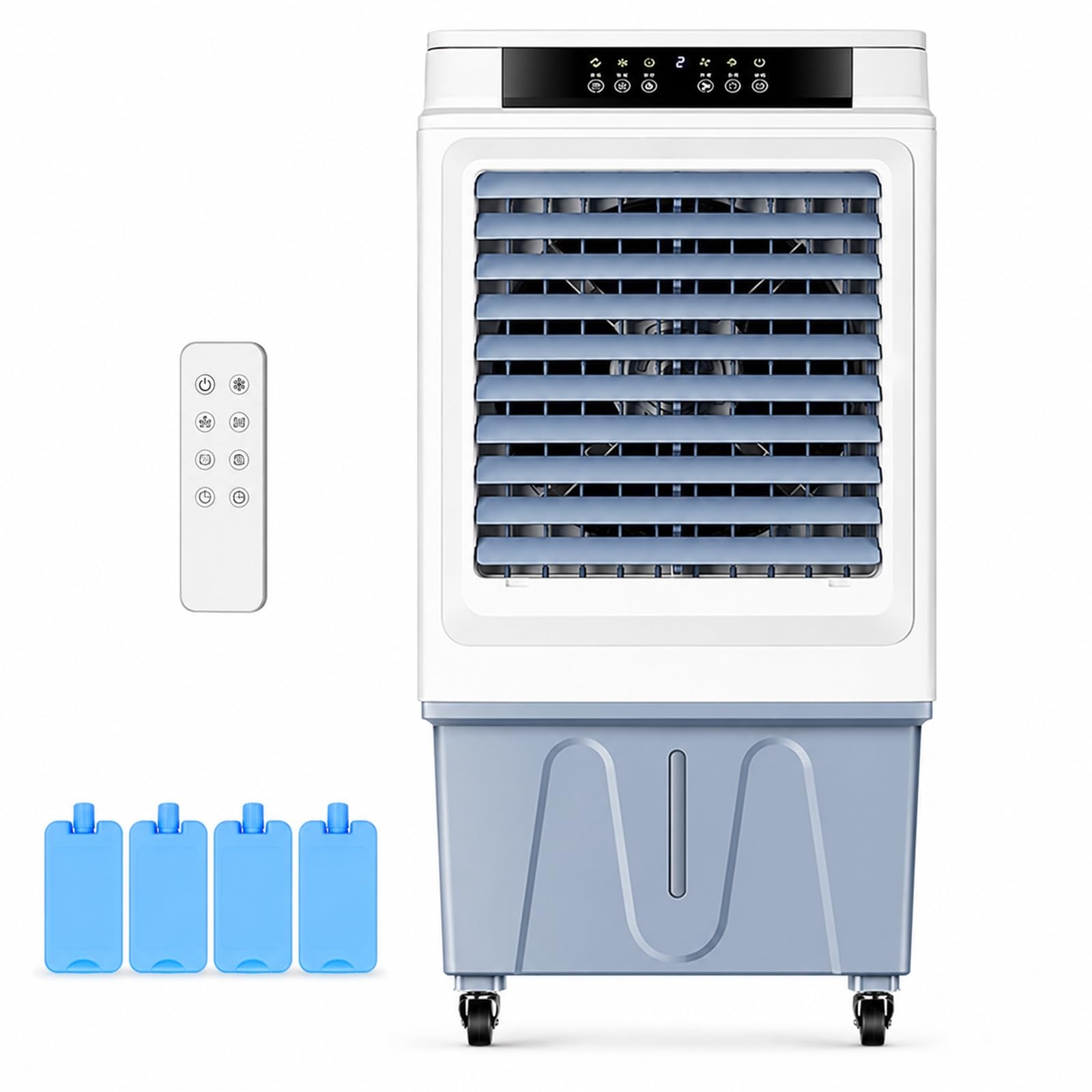 WNGJZZYC Evaporative Air Cooler, Swamp Cooler with 50L Large Water Tank, 3 Speeds, 120° Oscillation, 4 Ice Packs & 12H Timer, for Large Rooms, Factories, Commercial & Outdoor Spaces