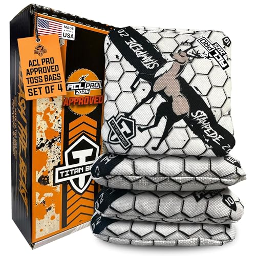 Titan Bags Stampede 2.0 Cornhole Bags - ACL PRO Approved Cornhole Bean Bags for Tournaments - Versatile & Durable Professional Cornhole Bags Ideal for Indoor/Outdoor Toss Games - Honeycomb (4 Pack)