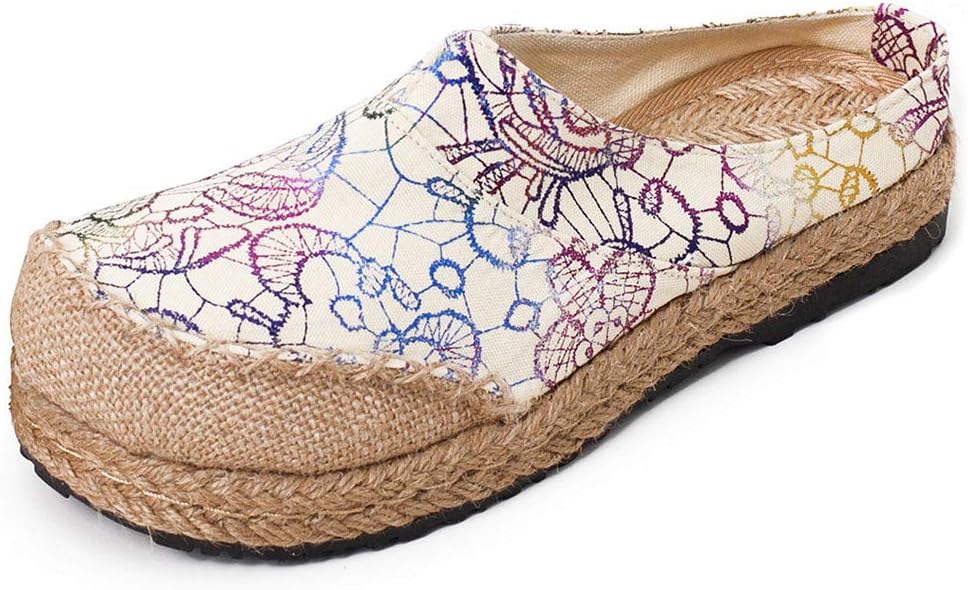 fereshteWomens Mule Breathable Flat Espadrilles Shoes, Splited