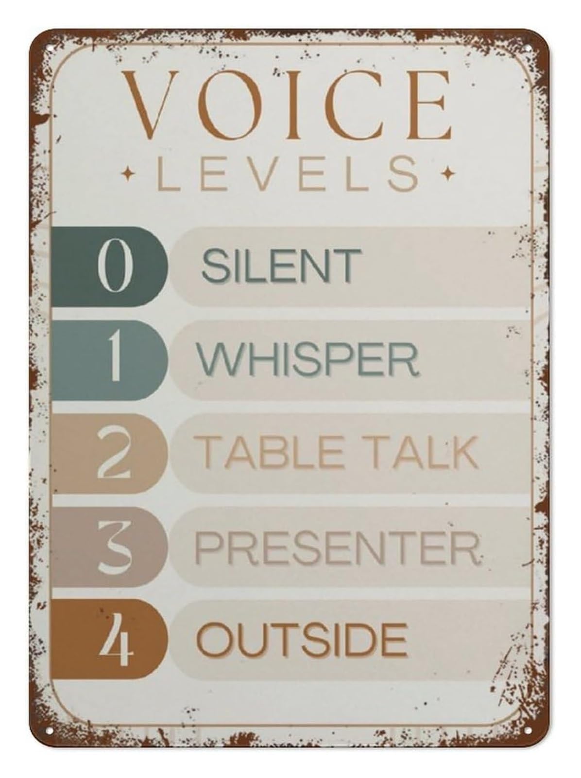 HDKYSWBUEJ Distressed Tin Sign Quiet Zone Voice Level Indicator Vintage Decor for Library Study Room Reading Nook 8 X 12 inch