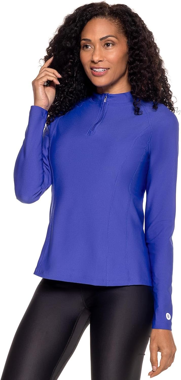 Women's Quarter Zip Rash Guard with Long Sleeves - UPF 50+ Sun Protection - Freestyle