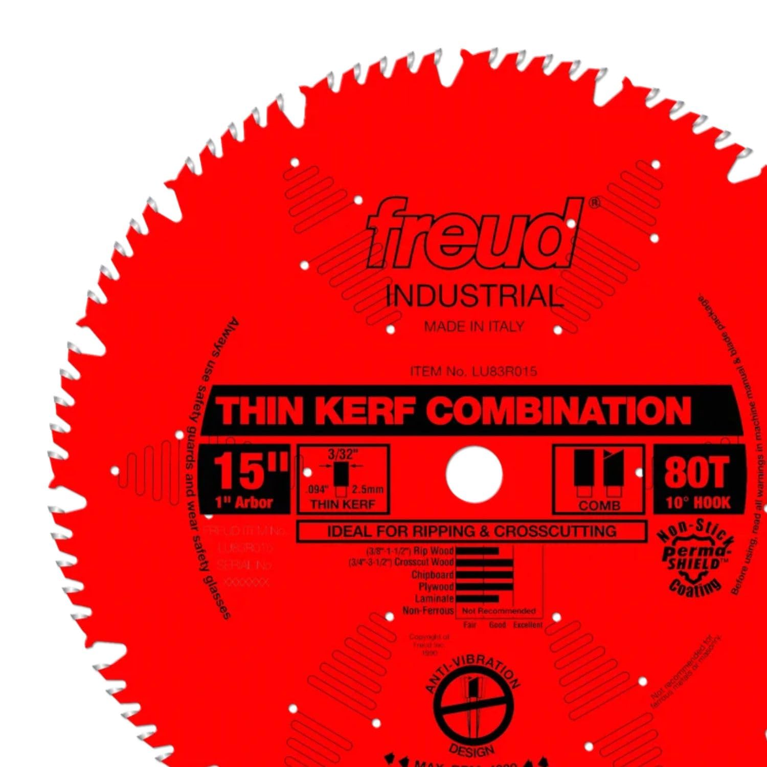 Freud LU83R015 15X80X1 Peine fino KERF rojo, multicolor, talla única