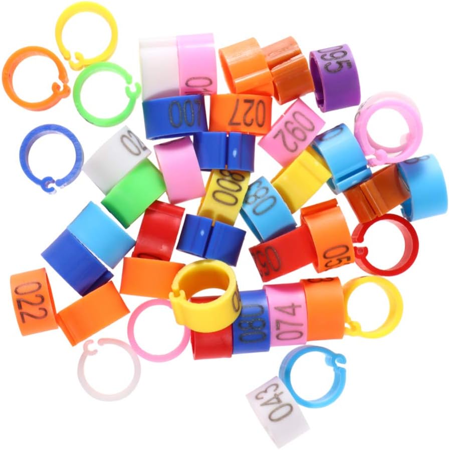 POPETPOP Bird Rings Leg Bands - 100pcs Bird Bands Clip on Leg Rings for Pigeon Parrot Finch Quail Canary Hatch Letter Identification…