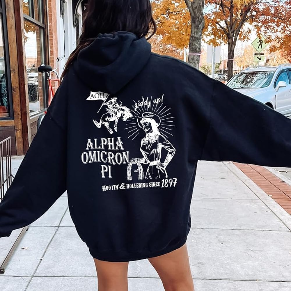 Amazon.com: Kite and Crest Alpha Omicron Pi Hoodie - Alpha O Howdy