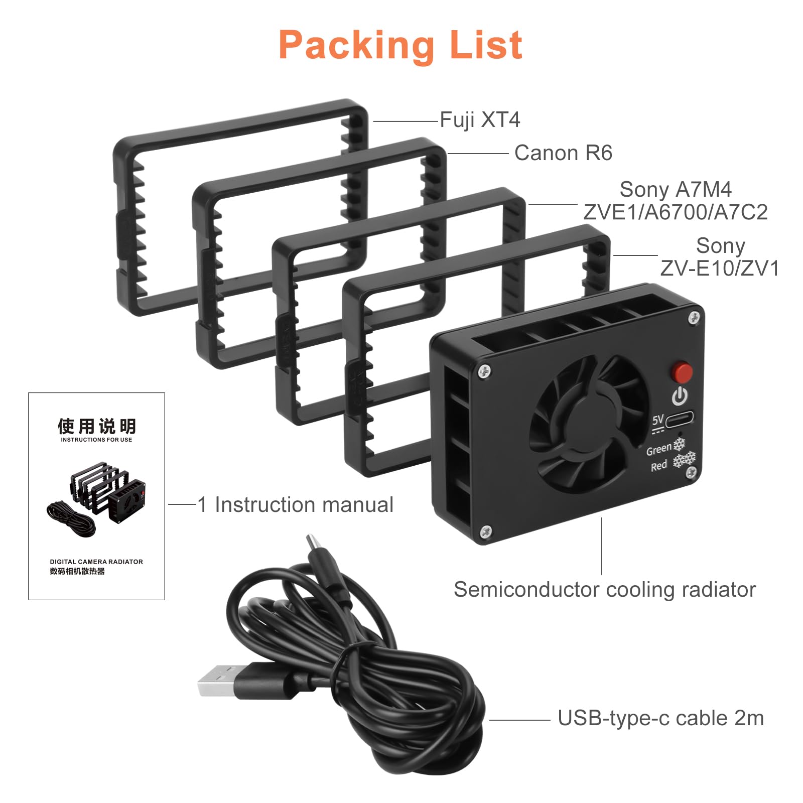 Shentec Ventilateur de caméra compatible avec ZV-E1/ZV-1F/ZV-1/ZV-E10L