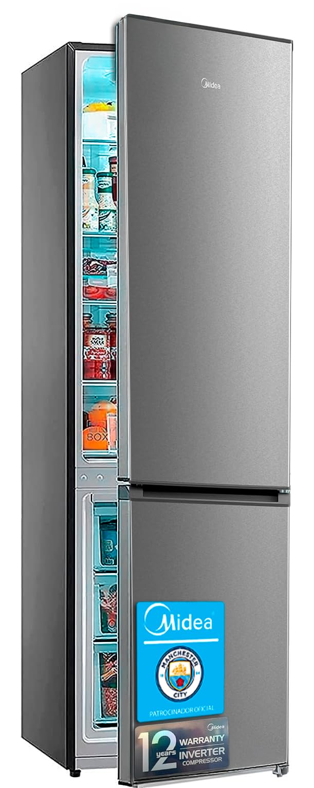 MIDEA Frigorifico Combi No Frost | 55 cm ancho x 180 cm | Inox | 270L de Capacidad - Nevera Libre Instalación con Congelador Vertical - Refrigerador de Bajo Consumo con Sistema Multi Air Flow