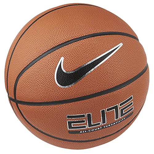 NIKE Women's Elite All-Court Basketball - Amber/Black/Metallic Silver/Black, Size 062