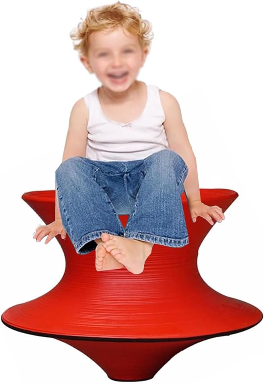 Commercial FRP Gyro Chair with Non-Slip Mat, Kids Sense Sport Equipment Wear-Resistant Waterproof, 360° Spins Stool for School/Playground/Mall/Park(Red,Height 23.2 in/59 cm)