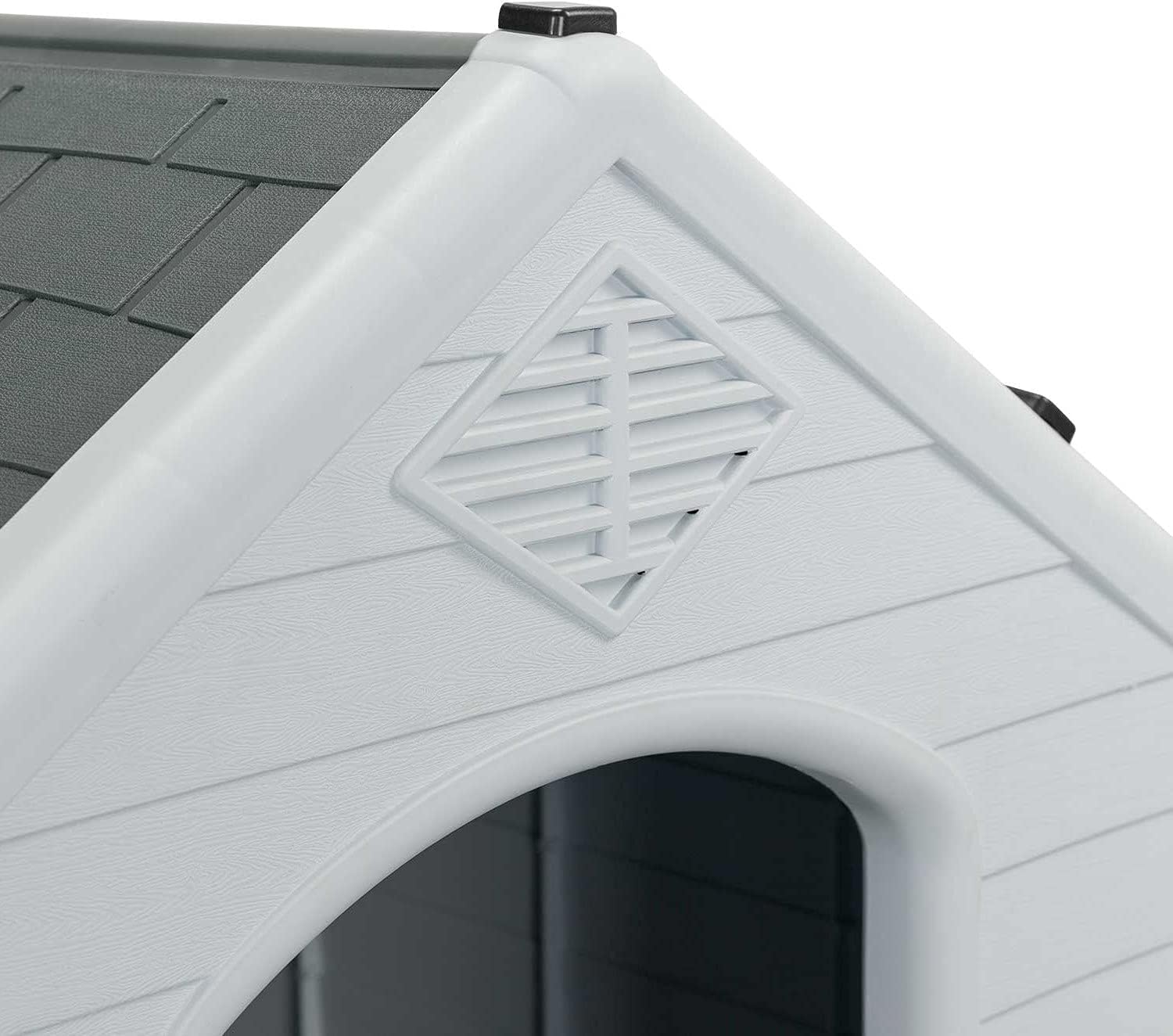 Aqpet Cuccia per Cani in Plastica per Esterno Interno Casa Giardino, Impermeabile con Pavimento Rialzato, per Cani Taglia Media 87 x 78 x 81 H, Grigio