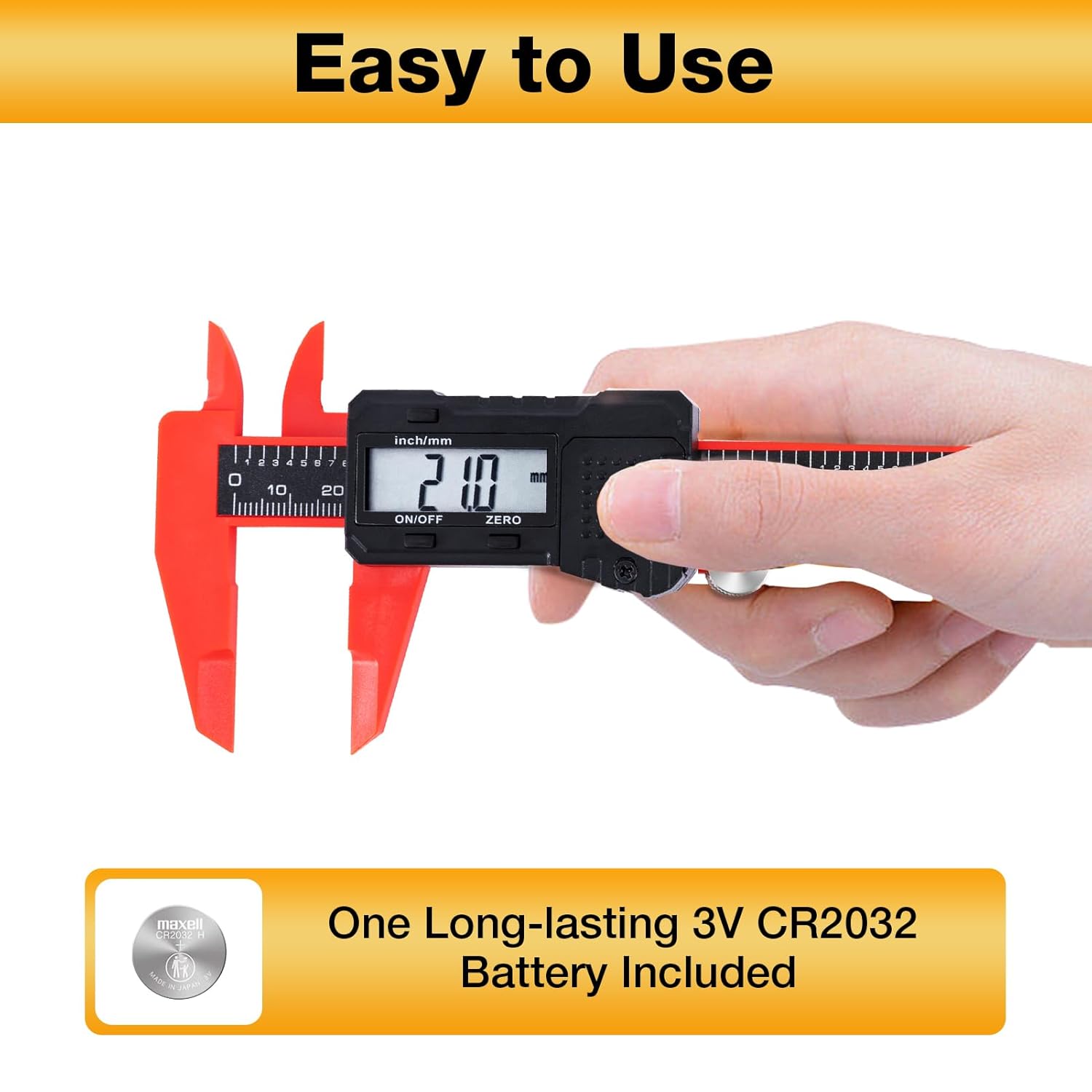 6" Digital Caliper – Measuring Tool with LCD Display, Inch/MM Conversion, Auto-Off, Accurate ABS Body Electronic Caliper for DIY, Woodworking, Metal & Crafts