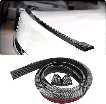 Blilo Car Trunk Spoiler Lip Kit, Universal 4.9ft Automotive Rear Wing Strip Bar Kit, Vehicle Punch-Free Installation Tail Fin Roof Spoiler Sticker, Auto Exterior Accessory for Most Cars Carbon Fiber