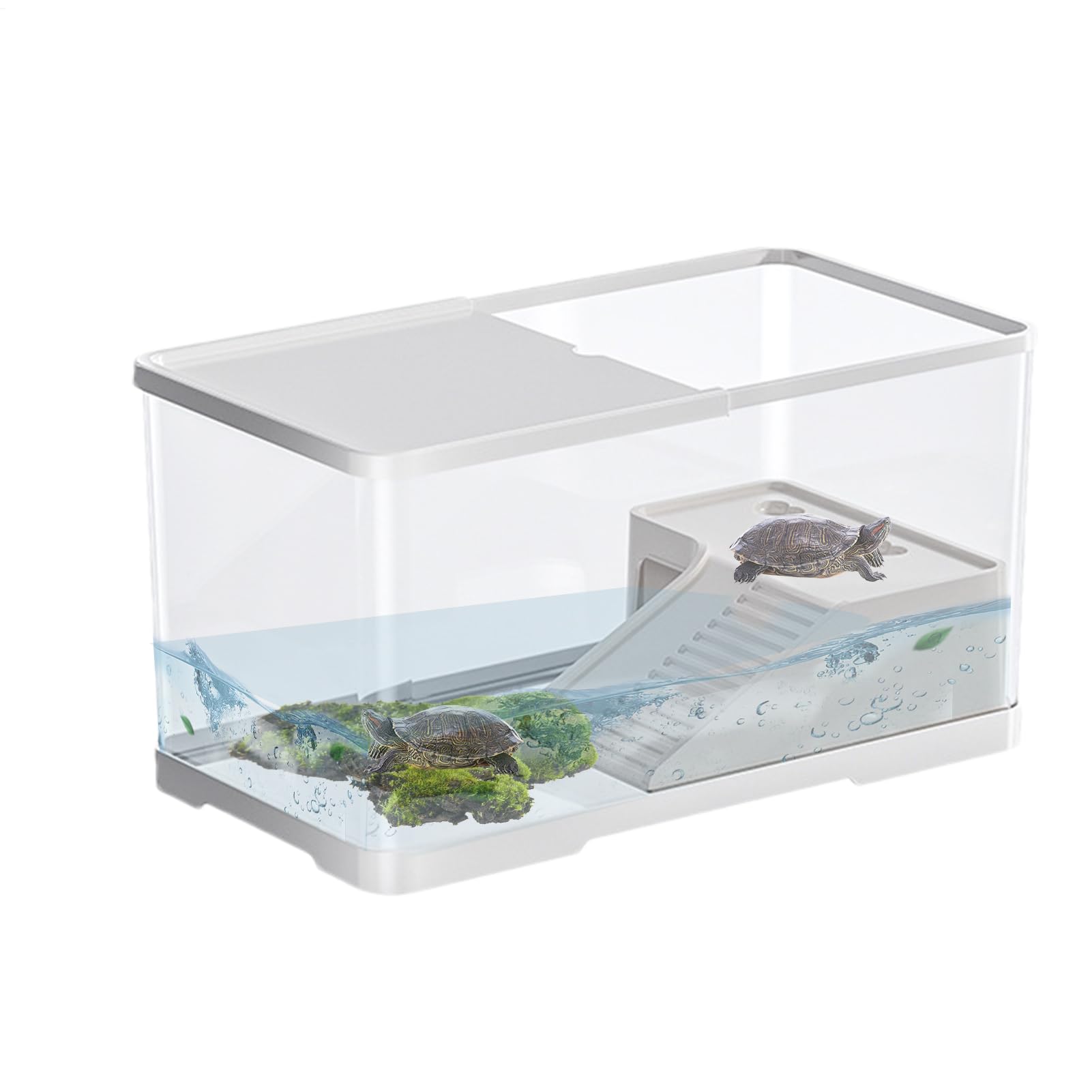 Acuario para Tortugas - Terrario para Tortugas con Plataforma para Tomar el Sol - Acuaterrario para Reptiles, Acuáticas, Reptiles Pequeños y Cangrejos de Río