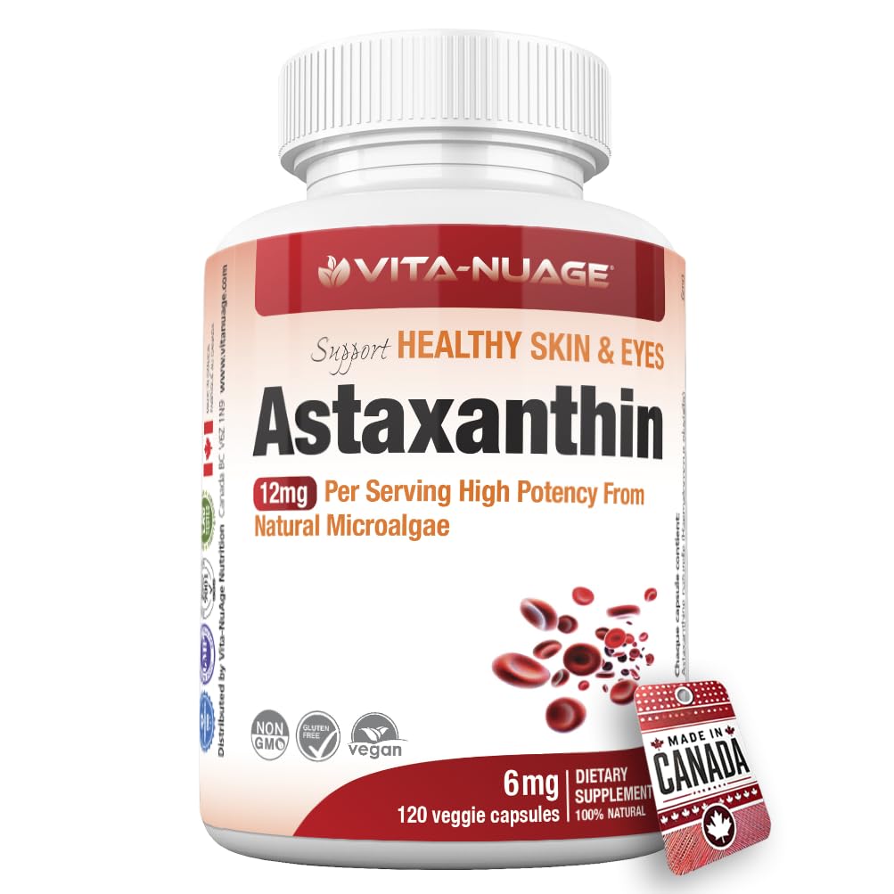 Complément Astaxanthine 6 Mg Bunkell - 30/60/120 Gélules, Santé Cerveau, Peau, Yeux, Cœur (Péremption 10/2026)