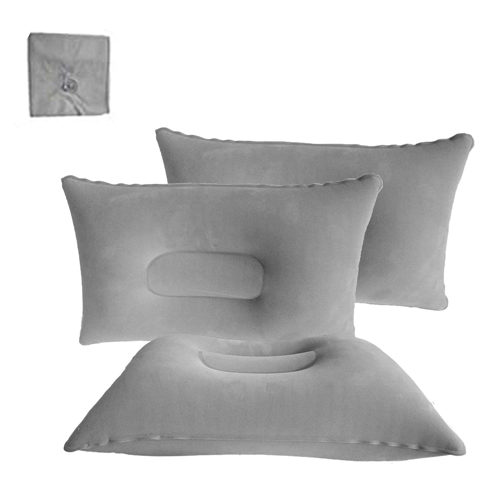 3 Pack 12.6 * 7.9 inch Ultralight Inflatable Pillow Small Squared Flocked Fabric Air Pill…