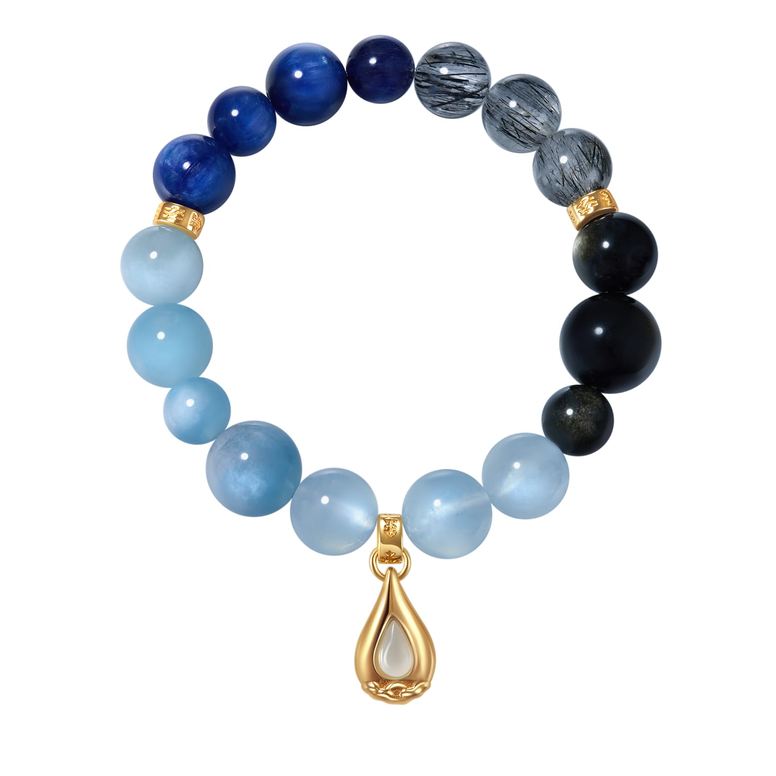 Five Elements Solid 925 Sterling Silver 18K Gold/White Gold Vermeil Crystal Gemstone Beads Bracelet gift for women