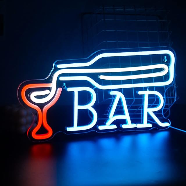 Bar Neon Signs for Wall Decor Glass Shaped LED Neon Light for Room Decor Bar Led Light up Sign with USB Powered for Pub Club Party Bar Decoration