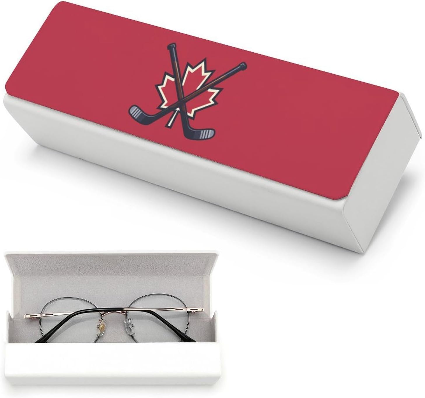 Canadian Flag Hockey Eyeglasses Case with Cleaning Cloth image 5