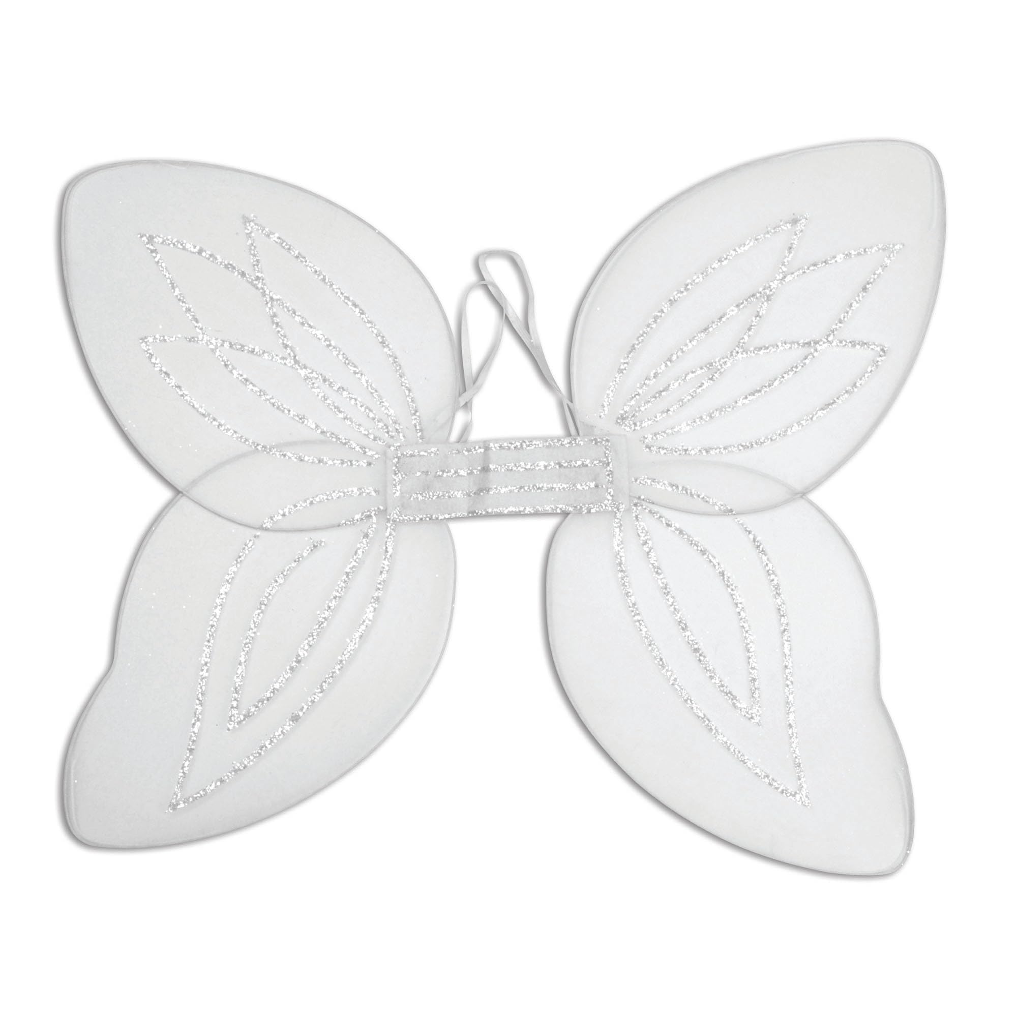 jokeshop Fairy Pixie Wings with Glitter Fantasy Halloween Butterfly Tinkerbell Net Adult Fancy Dress Costume Accessory (White)