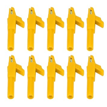 Test Clamps, Stable Insulated Clip Strong Connectivity Simple Operation 10pcs with 4mm Banana Jack Socket for Truck for Boat for Car Yellow