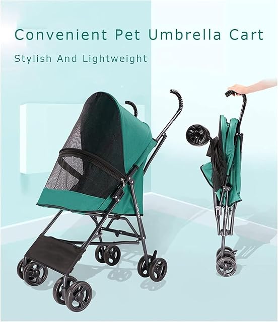 Foto 3 de 6 de VECNUM Cochecito para Perros y Gatos Hasta 10 Kg, Estructura De Paraguas, Ligero para Perros Pequeños