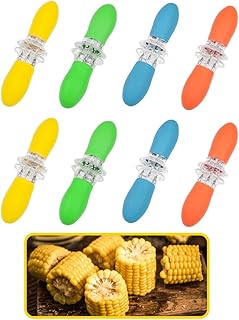 SENZEAL 16Pcs/8Pairs Corn Holders Corn on The Cob Skewers Stainless Steel Corn Forks Interlocking Twin Prong Sweetcorn Holders with Silicone Handle for BBQ Camping Picnics Party Fruit